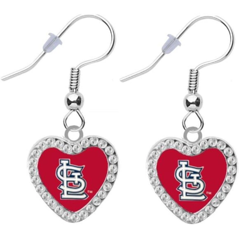 New St Louis Cardinals Crystal Heart Earrings Pierced for‎ Women